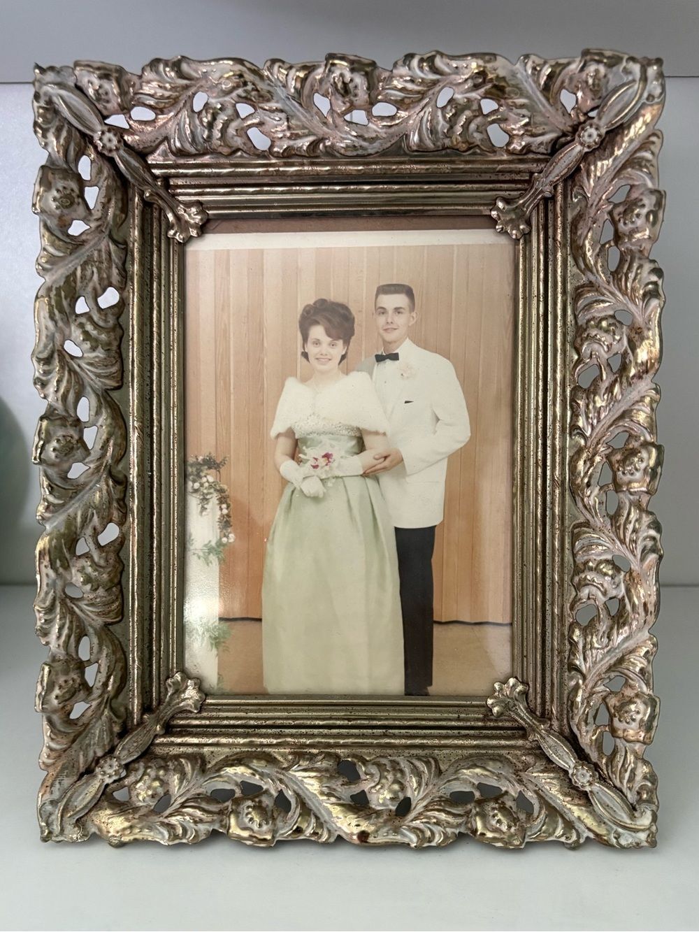 Ornate Filigree Picture Frame, Gold Tone with Glass, Vintage Home Decor